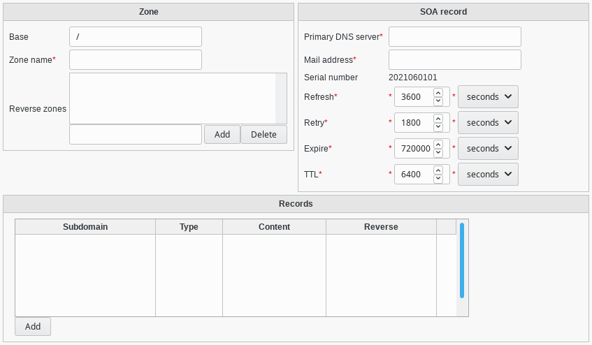 Edition of a DNS Zone object