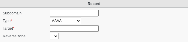 Screenshot of record type AAAA