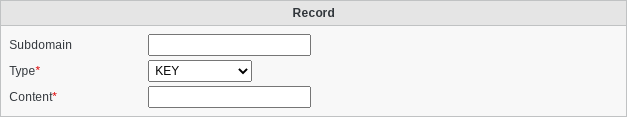 Screenshot of record type KEY