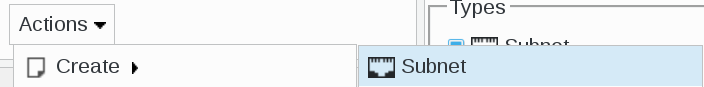 Picture of Action Create subnet menu in FusionDirectory