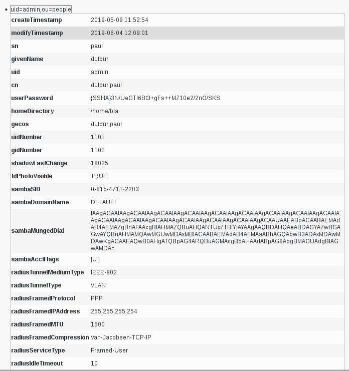Picture of LDAP information page in FusionDirectory