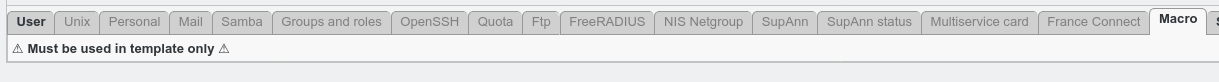 Picture of Macro tab on user in FusionDirectory
