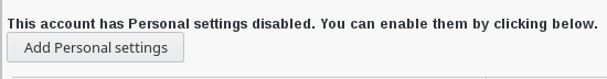 Picture of Add Personal settings button in FusionDirectory