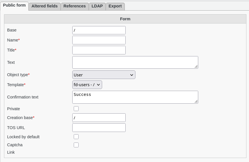 Public Form main tab