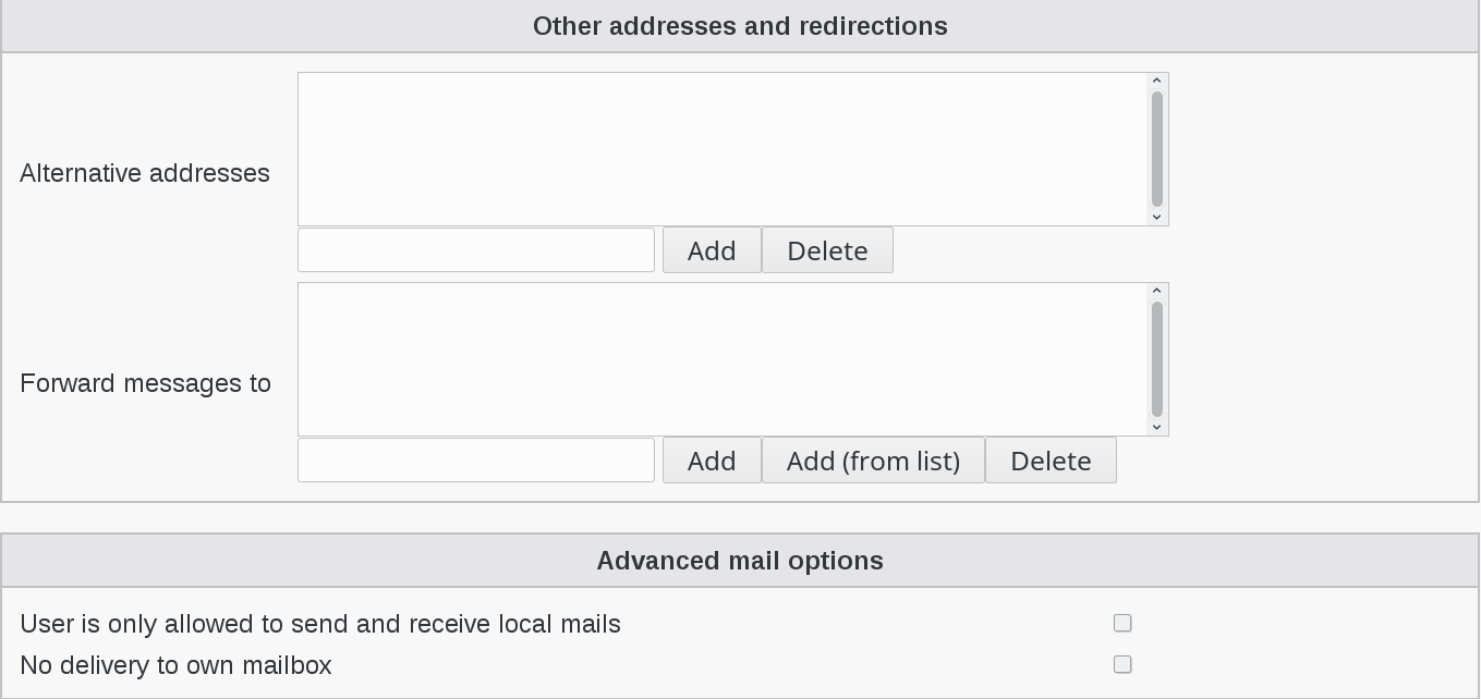 Picture of other addresses entries in FusionDirectory