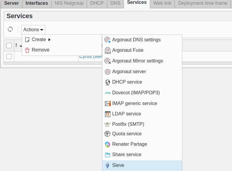 Picture of sieve in FusionDirectory