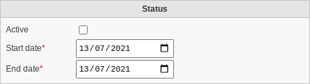 Screenshot of section Status of tab Subscription of type Subscription