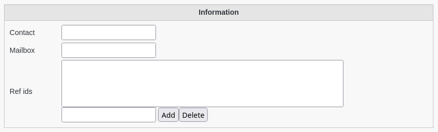 Screenshot of section Information of tab SupAnn of an application