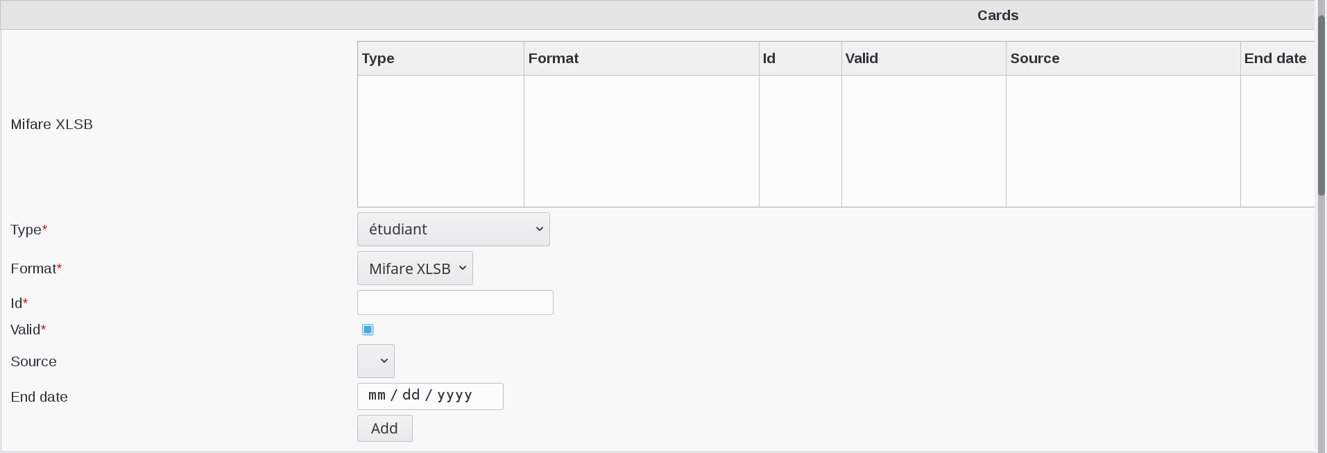 Picture of cards settings in FusionDirectory