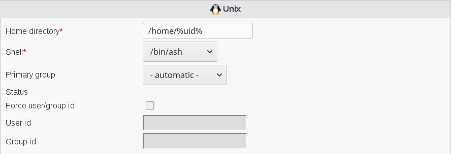 Picture of Unix macro settings screen in FusionDirectory