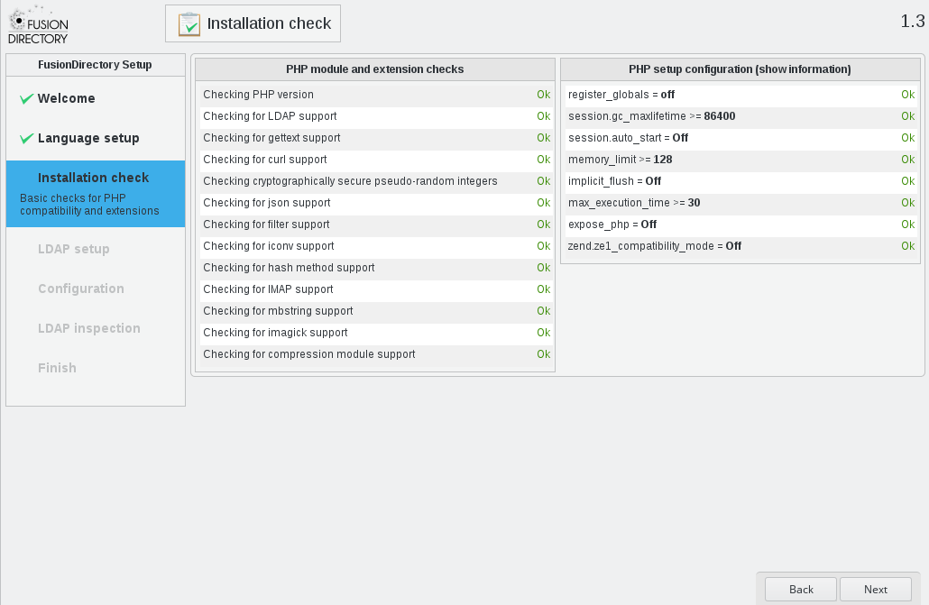 Check step of web setup