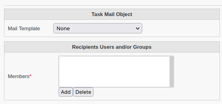 Picture of tasks mail creation within FusionDirectory