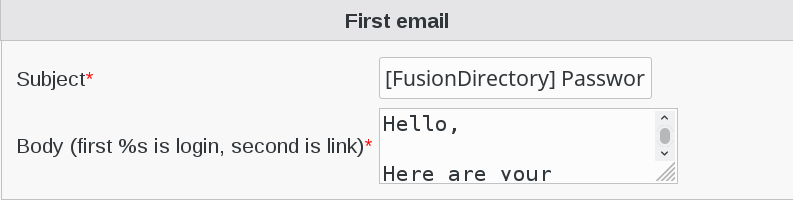 Picture of First email settings in FusionDirectory