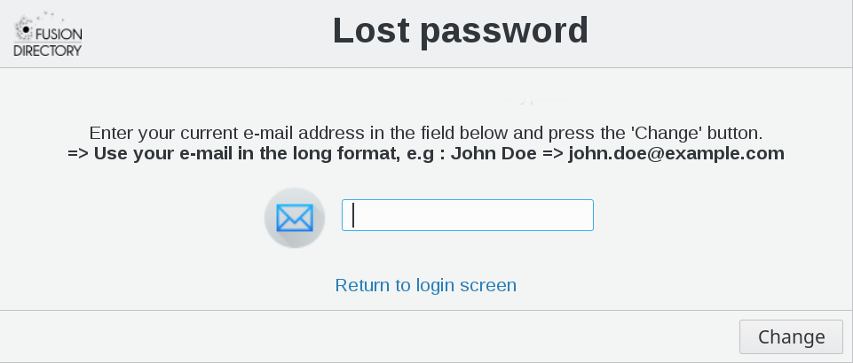 Picture of Lost password screen in FusionDirectory